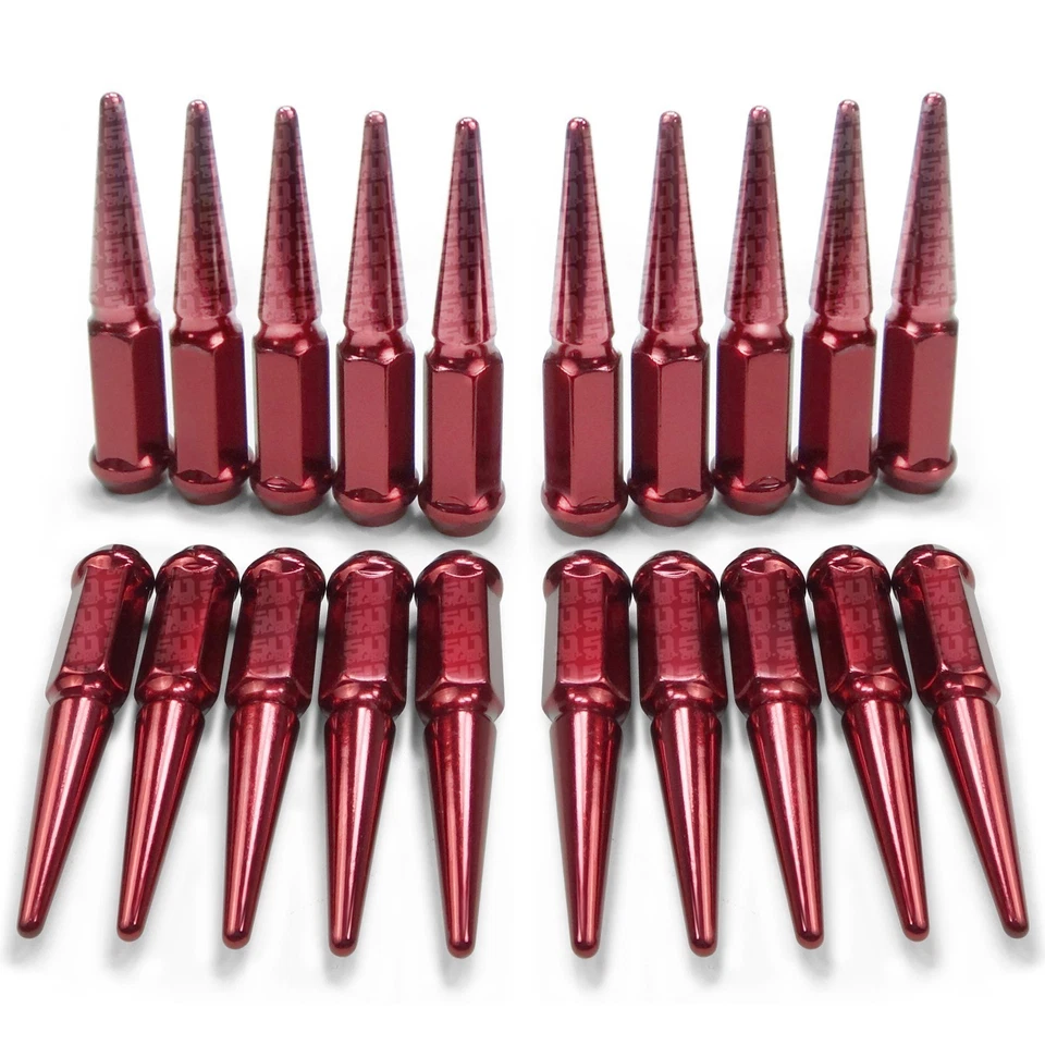 16 Pack of Hardened Red Spike Lug Nuts 1/2"-20 Fit 4 Lugs, Including Trailers - Image 3 of 4
