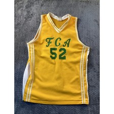 Sports Belle Vintage Basketball Jersey Yellow Green FCA 52 Mens XL Made in USA