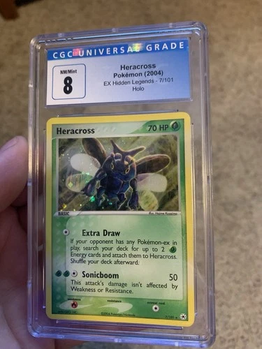 CGC 8 Pokemon TCG Heracross Holo Rare 7/101 EX Hidden Legends 2004 English