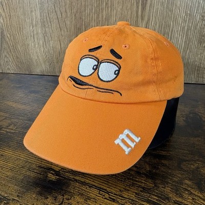 M&M s World orange Kinder Kappe verstellbarer Riemen hinten Mütze bestickt Figur OS