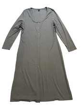 Shein Curve Women's Plus 3XL Grey Rib Knit Scoop Neck Button Front Dress