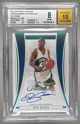Ray Allen 2021 Panini Flawless #DA-RAY Platinum Distinguished Auto 1/1 BGS 8/10