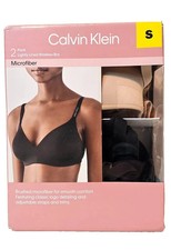 Calvin Klein Microfiber Wireless Bra 2-Pack Lightly Lined Black/Cedar Size Small