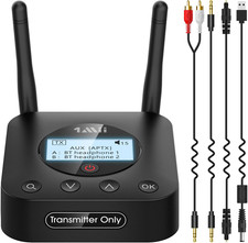 B06TX Long Range Bluetooth 5.2 Transmitter for Tv/Pc/Projector to 2 Wireless He