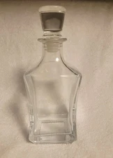 Courvoisier Cognac Square Clear Decanter Bottle w/ Glass Stopper W. Logo 8" NEW!