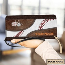Personalized Baseball Zipper Long Wallet Purse Clutch Gift for Sport Lovers