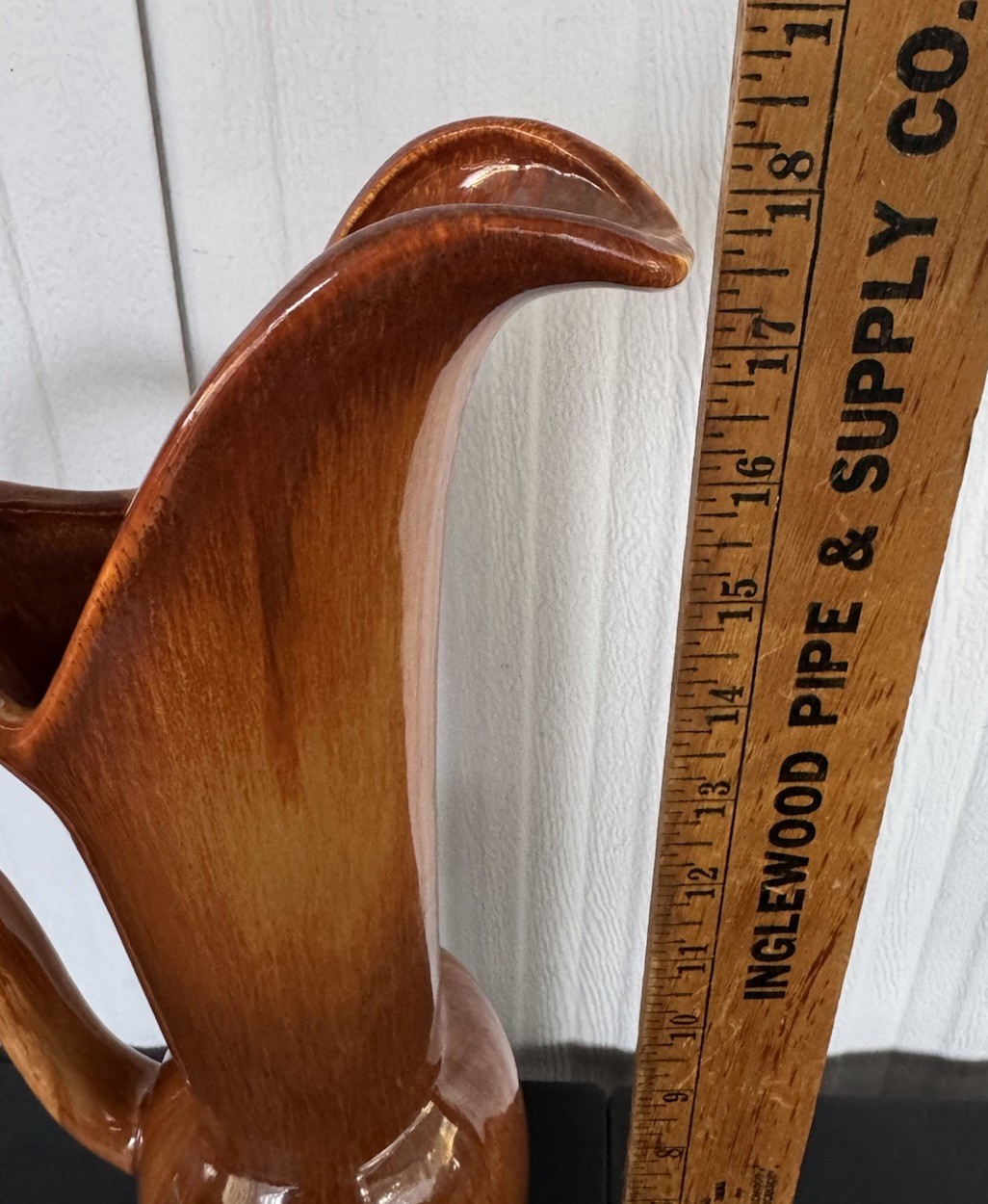 Vintage Royal Haeger Lava Ewer Vase Pitcher Orange Brown Rust Glaze 18 ...