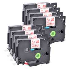 8PK Compatible with Brother TZe TZ-FA3R Fabric Iron-on 12mm Red Label Tape