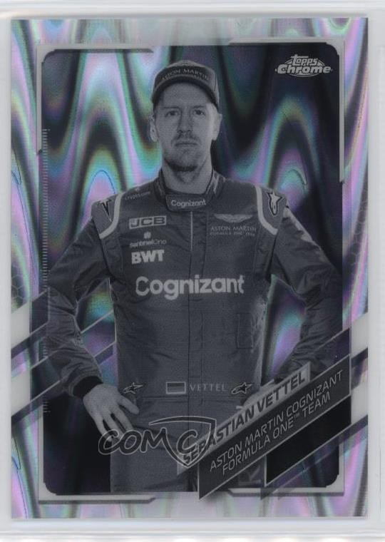 2021 Chrome Formula 1 Black & White RayWave Refractor Sebastian Vettel #7 1d59