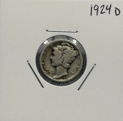 1924 D Mercury Dime, Good, 90% Silver, Extremely Low Mintage! 🔥🔥