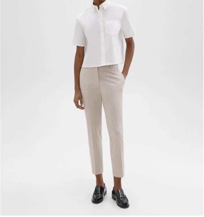 Theory Treeca Pant in Good Wool in Sand Melange Sz 0 MRSP $195 Sold Out