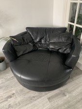DFS very large black leather cuddle chair