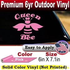 Queen Bee Honey Bee Big Font Car Truck Window Decal Sticker Pink 6X7.1