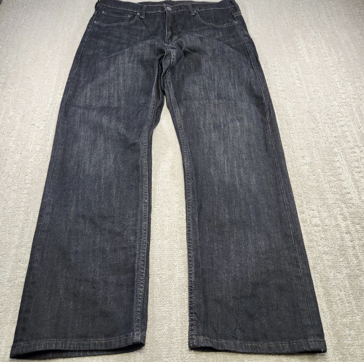 Levis 569 Jeans Men 33x32 Loose Straight Fit Black Denim Stretch
