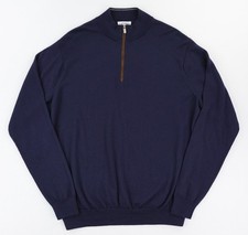 Peter Millar Men's Crown Autumn Crest Quarter Zip Sweater Size Large Navy Blue