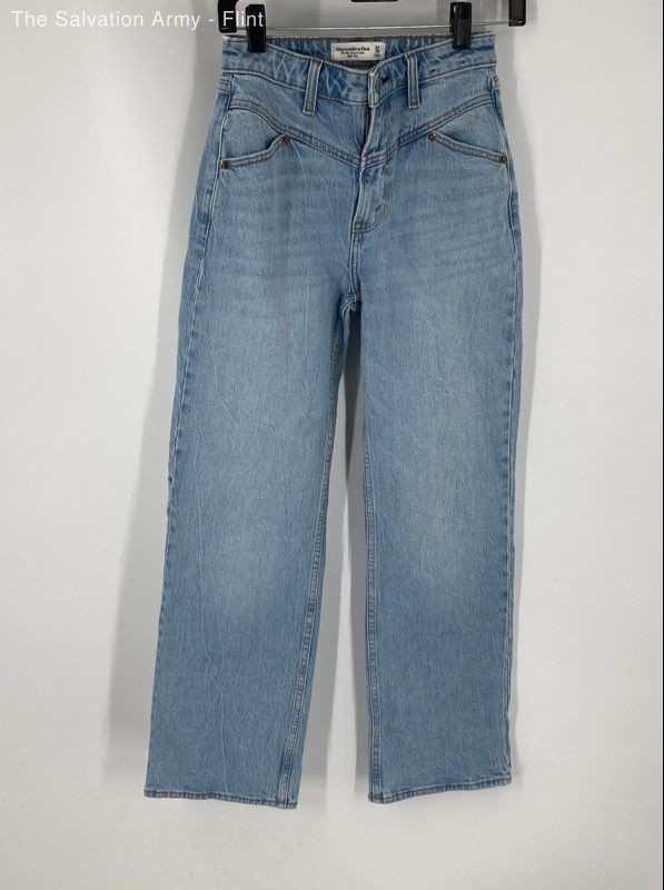 Abercrombie & Fitch Womens Blue The 90s Relaxed High-Rise Straight Jeans Size 00