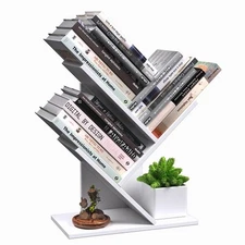 3 Tier Small Tree Bookshelf Storage Organizer Shelves Floor Standing Bookcase...