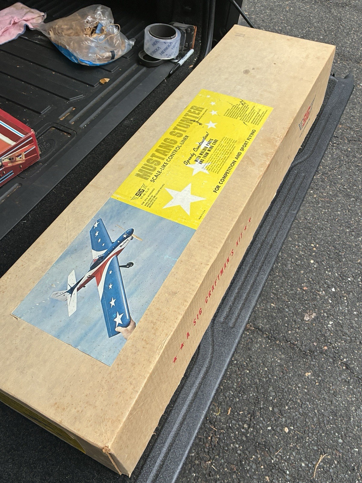 Control Line Biplane Kit NIB Sig Mustang Stunt Control Line Stunt Balsa Model