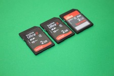 Lot of 3 OEM Genuine SanDisk Ultra 2.0 GB SD Cards SD Memory 15MB/s