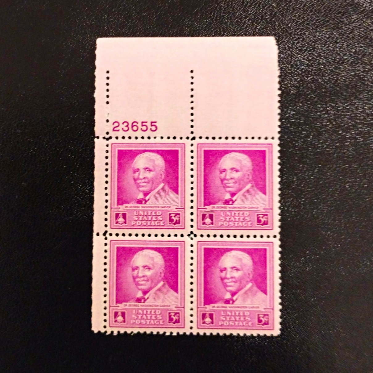 United States George Washington Carver 3¢ Purple Plate Block of 4 MNH #23655