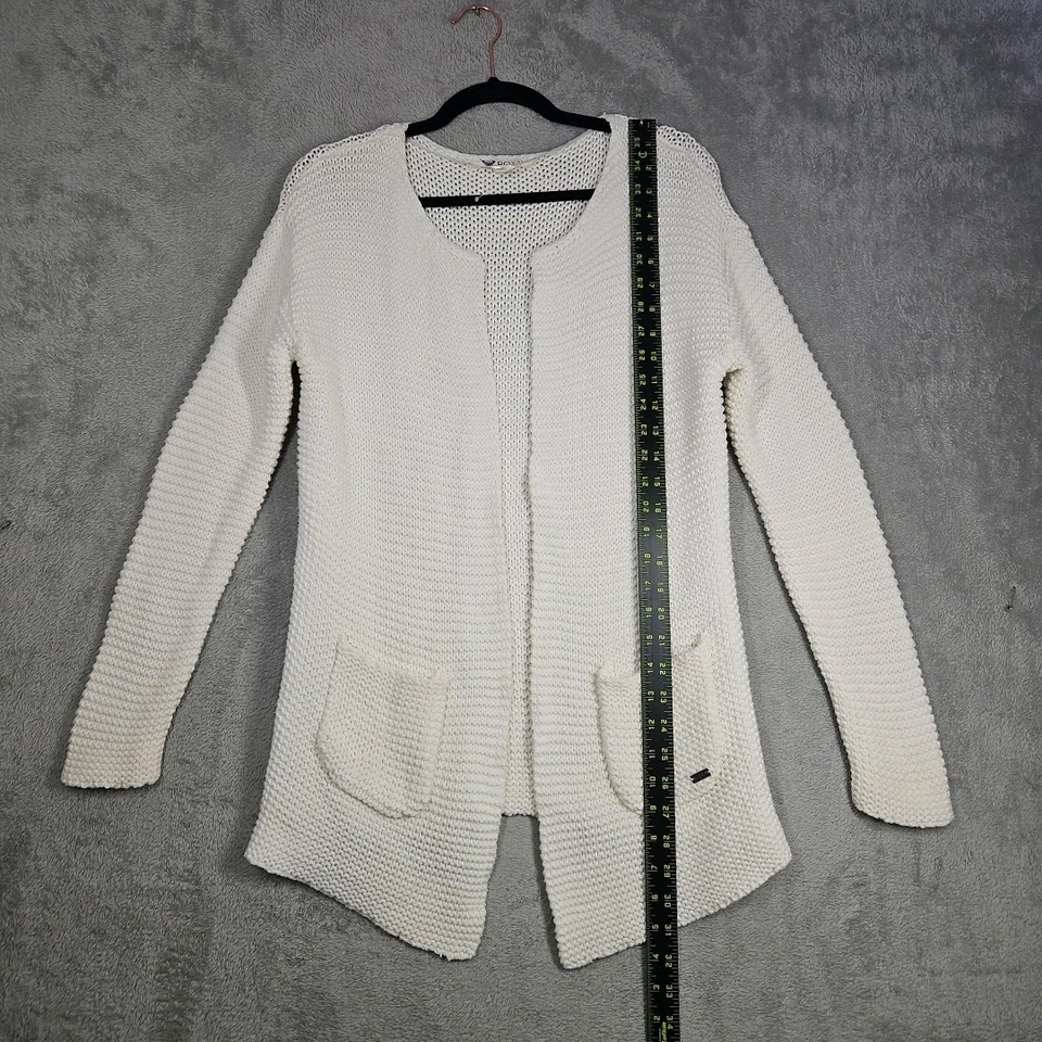 Roxy слоновой кости/кремовый открытый передний коренастый открытый вязаный кардиган повседневный богемное нейтральный размер S - Изображение 4 из 4