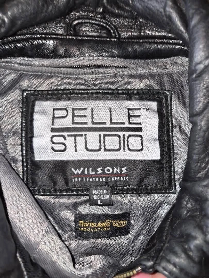 Pelle Studio Leather Bomber Jacket Size L Black Thinsulate - product detail image 3