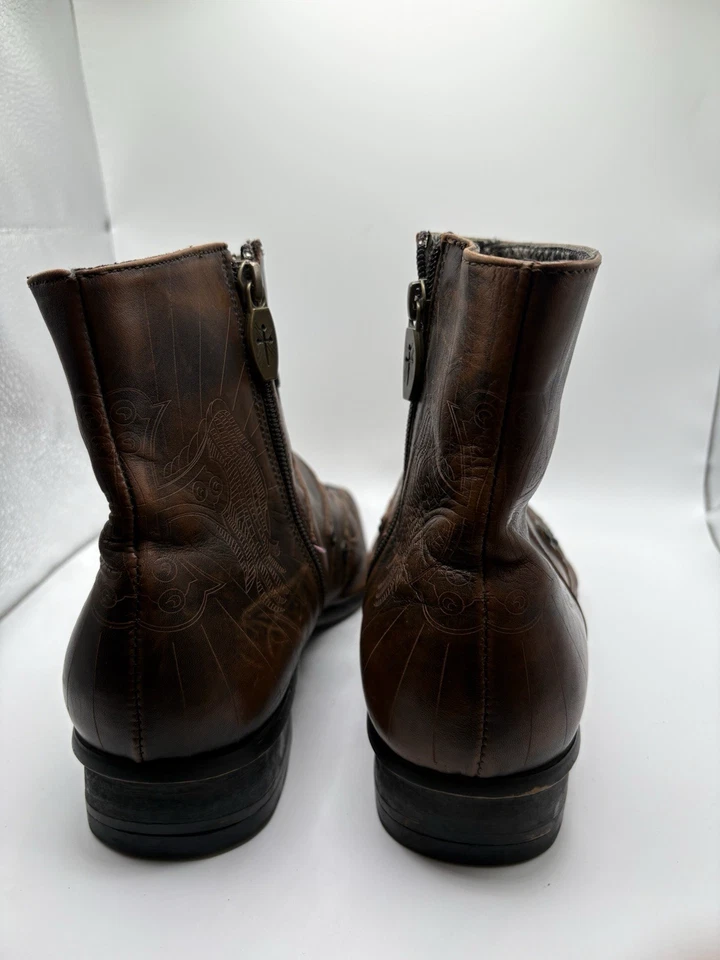 Botas de salón Mark Nason Chukka para hombre talla 8,5 cremallera lateral marrón Rock N Roll Foto 4 de 4