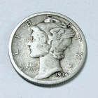 1934 MERCURY DIME *90% SILVER, Circulated Coin, Free Shipping #6753