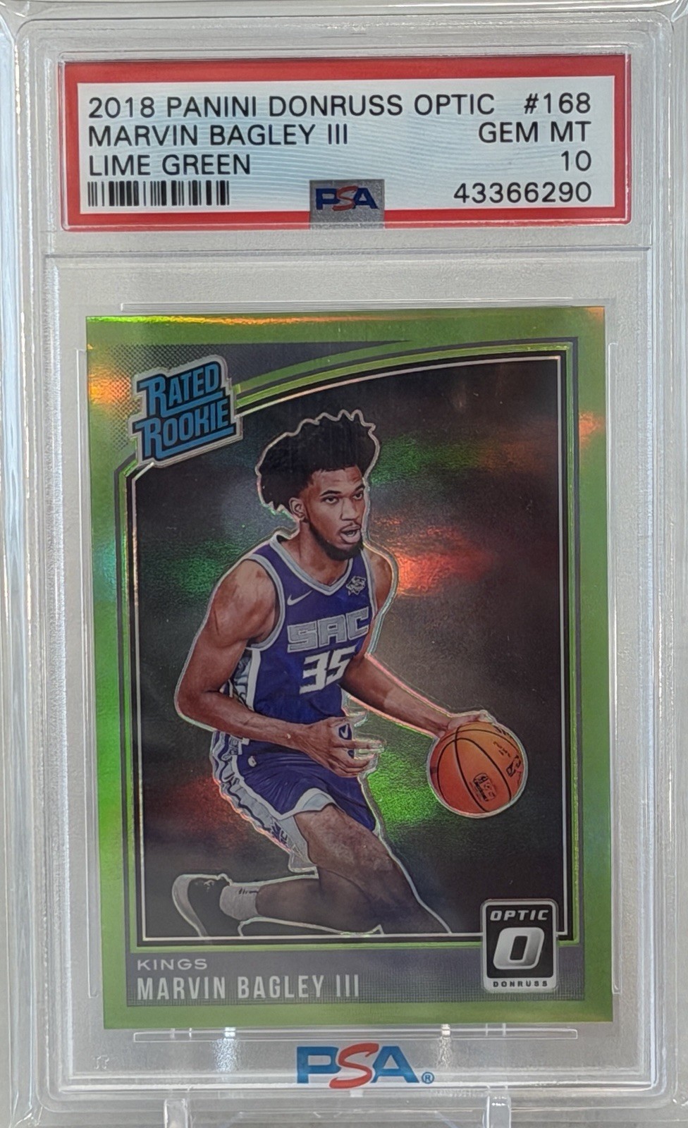 2018 Donruss Optic Marvin Bagley III #168 Lime Green /149 RC PSA 10 GEM