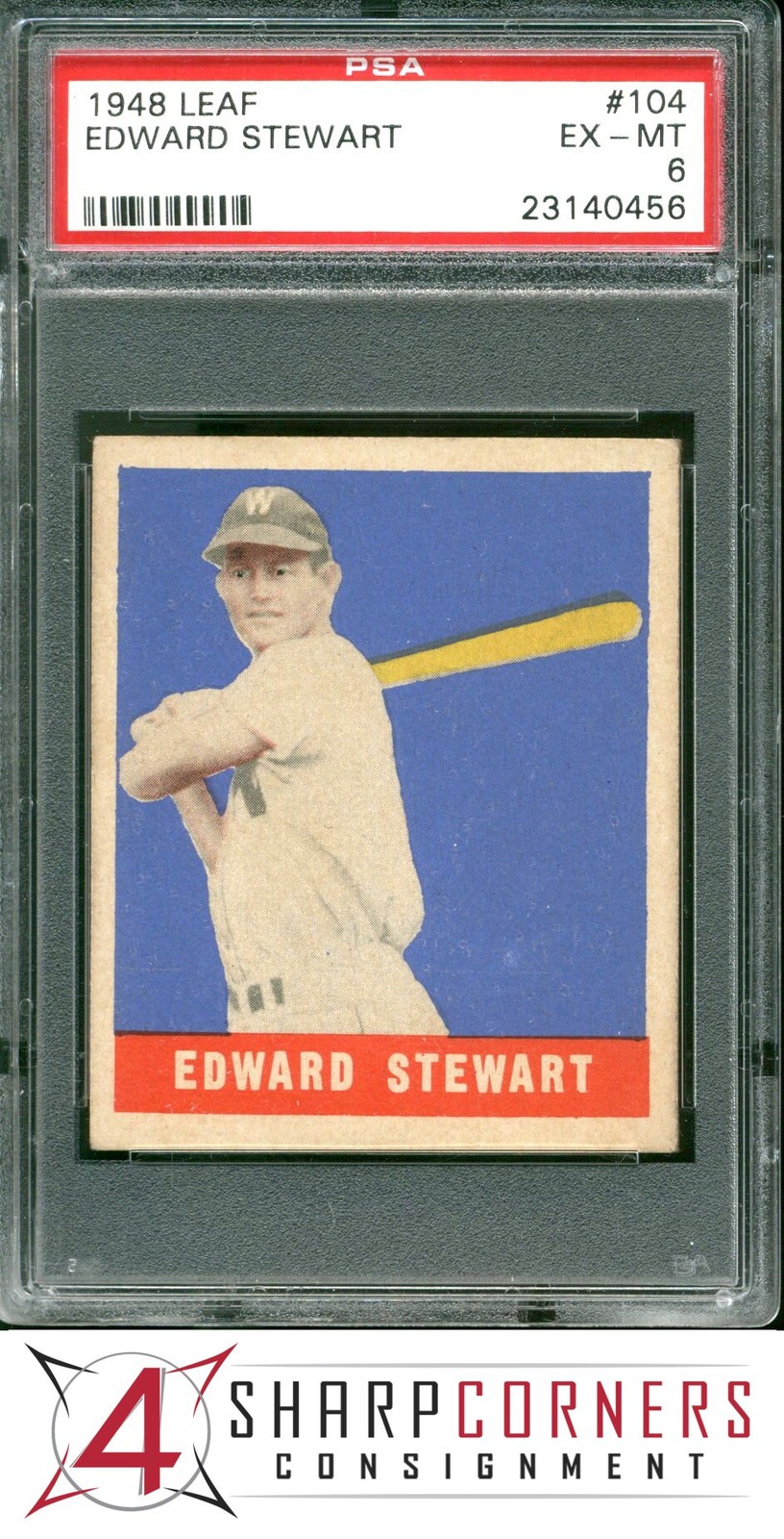 1948 LEAF #104 EDWARD STEWART RC PSA 6