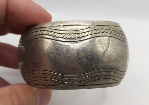 Vintage Berber Moroccan Tribal Bracelet Ethnic Wave Detailed Inlay Boho Cuff