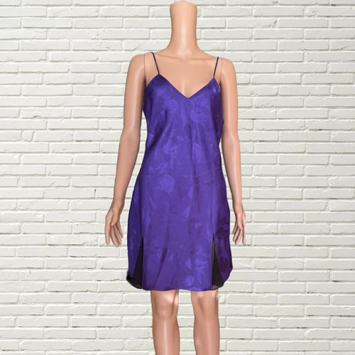 UNDERCOVER Mini abito slip Victoria’s Secret vintage anni 80 raso floreale viola rete nera