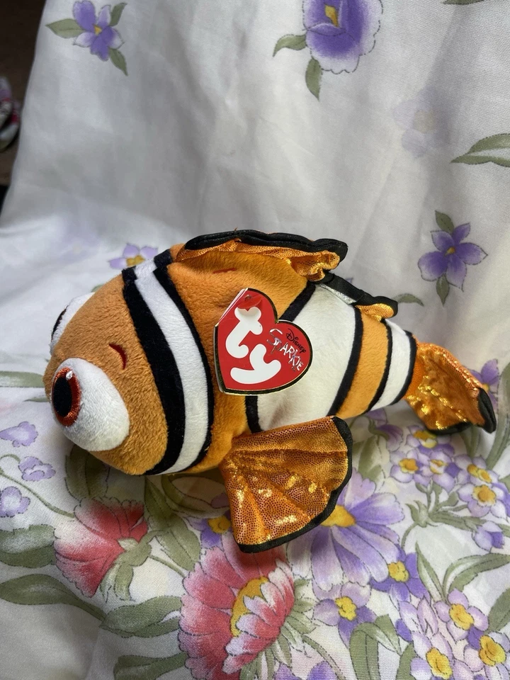 Ty Beanie Babies Disney SPARKLE NEMO 6" Beanbag Plush Stuffed Toy - Image 3 of 4