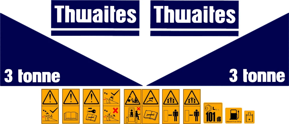 THWAITES 3 TONNE DUMPER DECALS STICKERS SET