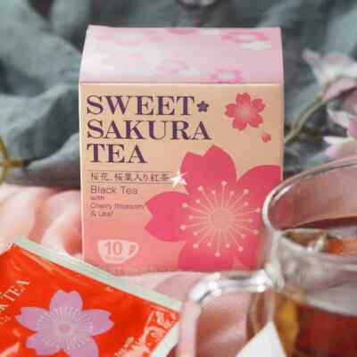 JAPAN Sweet Sakura Tea with Cherry Blossom Leaf (10 Tea Bags) 日本