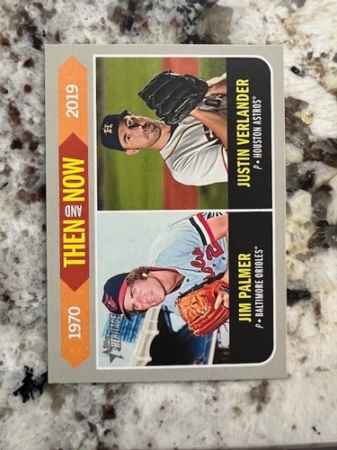 Jim Palmer & Justin Verlander #TN-12 2019 Topps Heritage Then and Now card