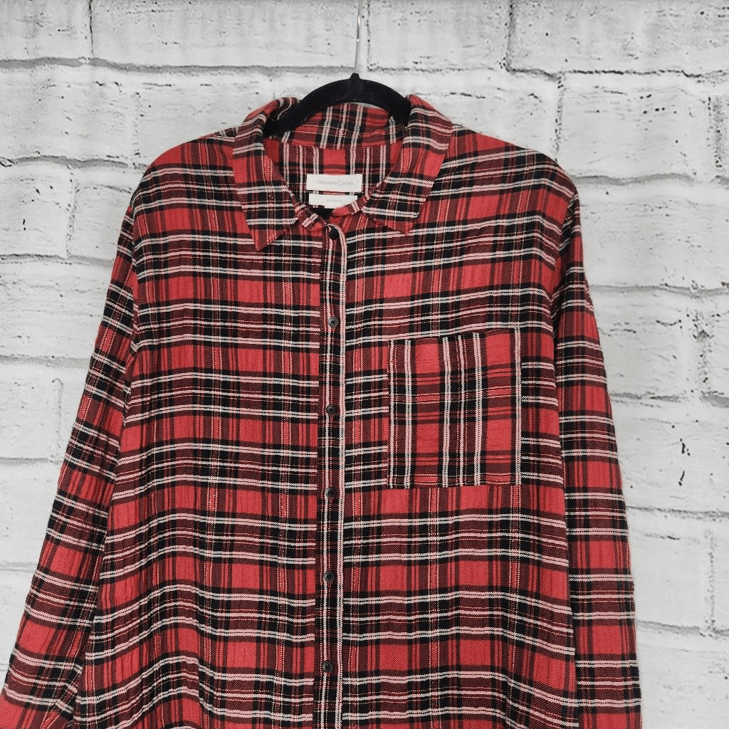 Treasure & Bond Button Down Collared Plaid Boyfri… - image 2