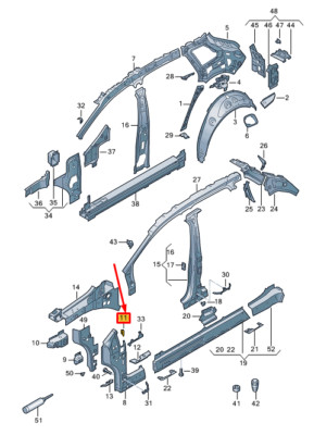 NEW AUDI Q4 E-TRON OUTER A-PILLAR HINGE CENTER SUPPORT 11A809065 GENUINE