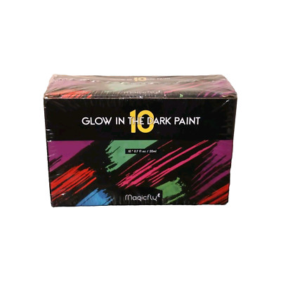 New/Sealed Magicfly 10 Glow In The Dark Paint 0.7 fl oz each Premium Non-Toxic