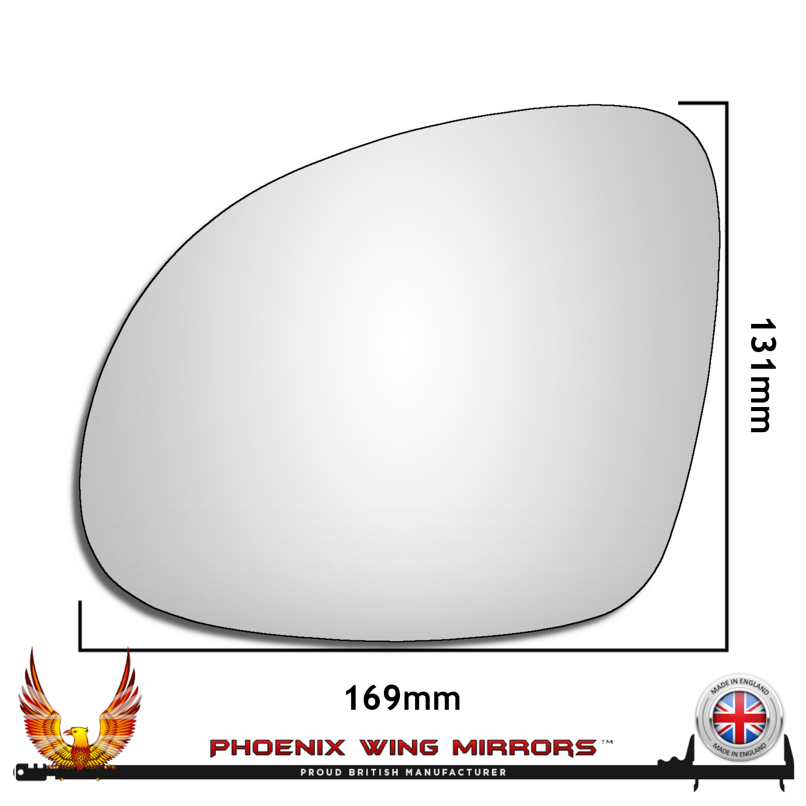 For VW Tiguan Mk1 Wing Door Mirror Glass 2007-2018 Convex Left Hand Side