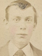YOUNG MAN WITH SLIGHTLY SURPRISED EXPRESSION. TINTED CDV, ALLEGHENY, PA.
