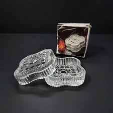 Vintage Borgonovo Crystal Trinket Box Quadrifoglio 2 Piece Ashtray