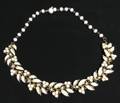 Vintage signed Coro choker with white thermoplastic squares set in goldtone metal.
