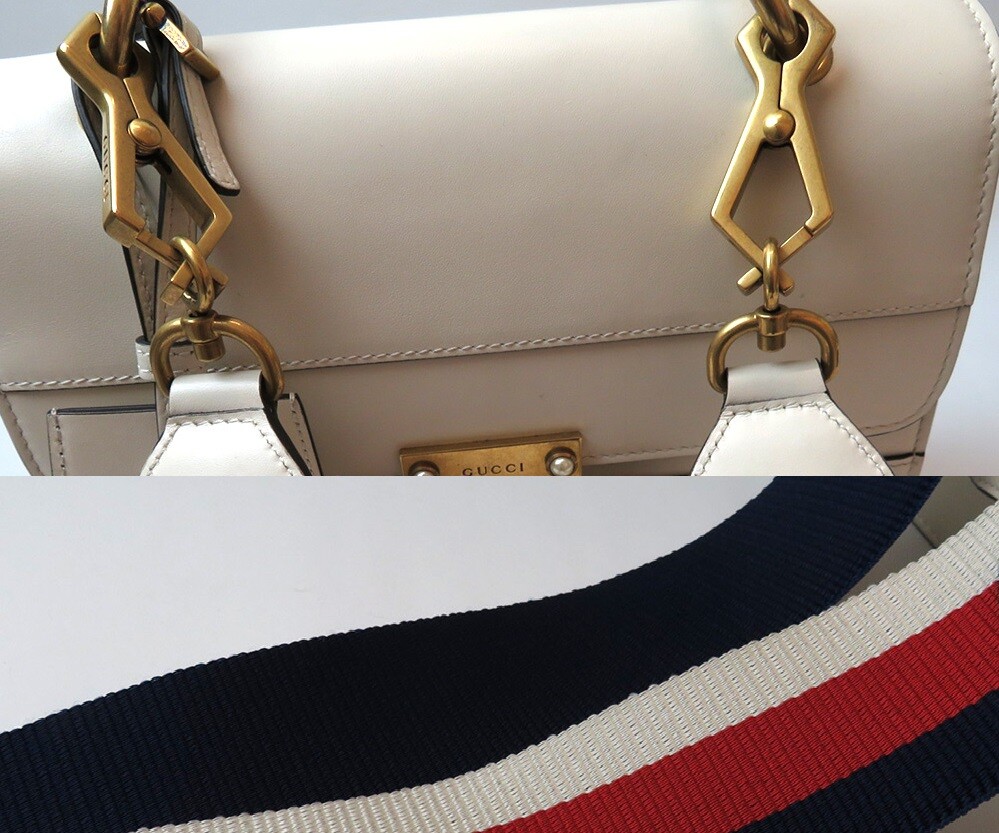 GUCCI Shoulder Bag Queen Margaret Bee Ivory Red Navy Blue GUCCI Shoulder Bag Queen Margaret Bee Ivory Red Navy Blue