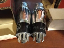 2 NOS RCA & PHILCO 1E7-G Vacuum Tubes - 1950's Vintage Power Twin Pentodes