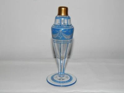 ANCIEN FLACON de PARFUM Vaporisateur en CRISTAL Taillée Décor FLORAL Peint Main - Photo 1/4