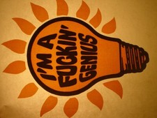 I'M A FLIPPIN' GENIUS VINTAGE 1970's FUNNY IRON ON TRANSFER -NICE, B-22