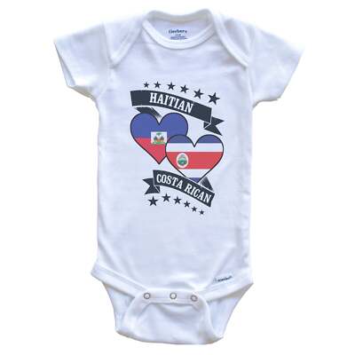 Haitian Costa Rican Heart Flags Haiti Costa Rica Baby Bodysuit