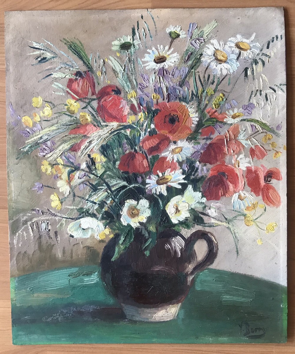 Bouquet De Fleurs Vase Tableau Peinture À L'huile Photos À Avec Cadre ...