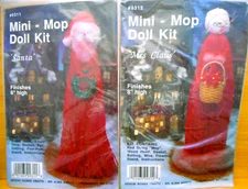 Lot 2 Design Works Mini-Mop Doll Kits-Santa & Mrs Claus #9311 #9312 Christmas
